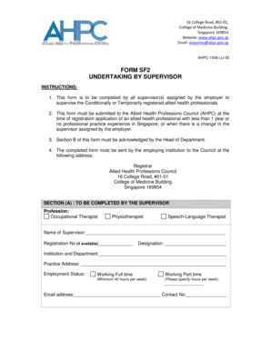 Undertaking by Supervisor Form SF2