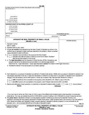 Affidavit Re Real Property of Small Value