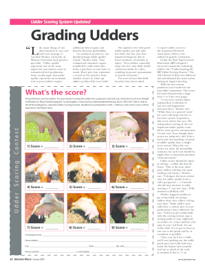 Udder Scoring System Form