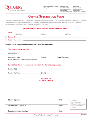 Rutgers Course Substitution Form