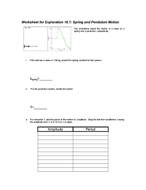 Physics Worksheet Spring and Pendulum Motion