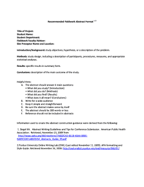 Fieldwork Abstract Format