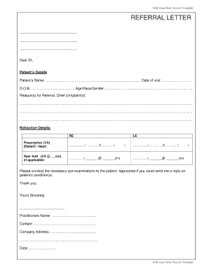OOB Case Note Referral Letter
