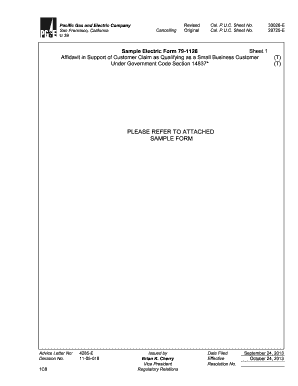 Affidavit in Support of Small Business Customer Claim