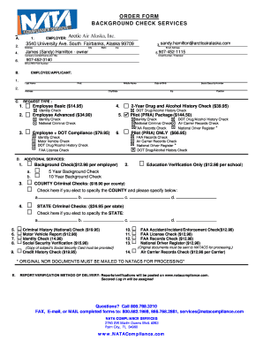 Background Check Order Form