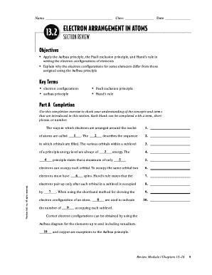 Electron Arrangement in Atoms Worksheet