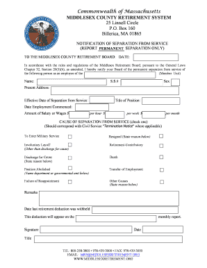 Massachusetts Permanent Separation Notice