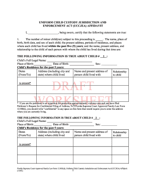 UCCJEA Child Custody Jurisdiction Affidavit