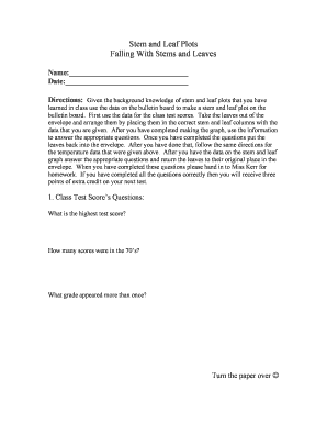 Stem and Leaf Plot Activity