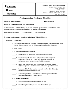 Oklahoma Feeding Assistant Proficiency Checklist