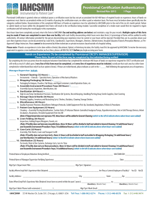 Provisional Certification Authentication Form
