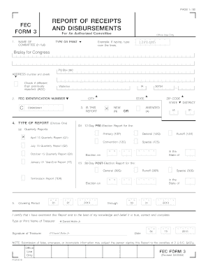 FEC Form 3 for Authorized Committee