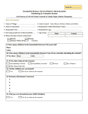 Thardeep Rural Development Programme KAP Survey
