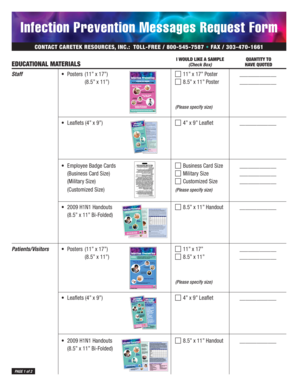 Infection Prevention Materials Request Form