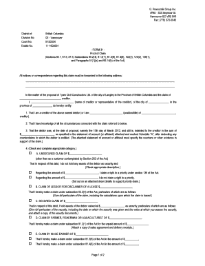 Proof of Claim Form