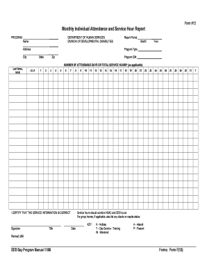 Monthly Individual Attendance and Service Hour Report