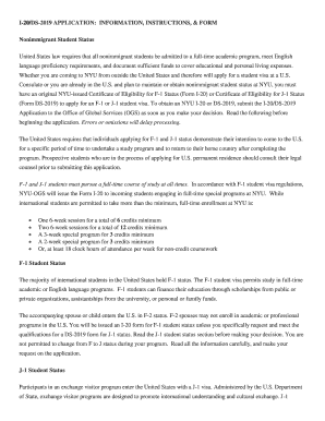 I-20/DS-2019 Application for Nonimmigrant Student Status