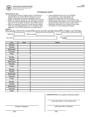 Attendance sheet template - Attendance sheet Instructions for use This attendance