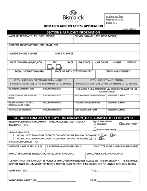 Bismarck Airport Access Application