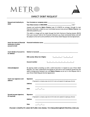 Direct Debit Request Form