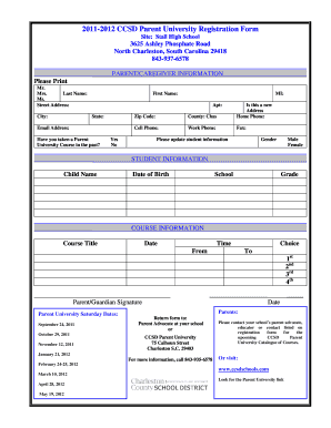 CCSD Parent University Registration Form