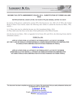 CBDT revises Form 49A and 49AA - PAN Applications - gives option to individuals to show mother's name on PAN c