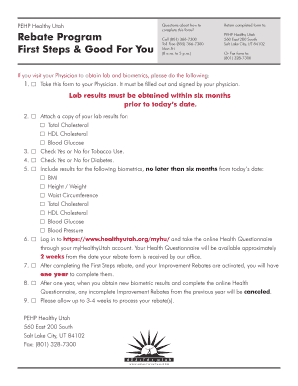 PEHP Healthy Utah Rebate Program Form