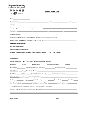Seizure Action Plan