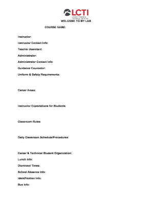 Lab Course Information Form