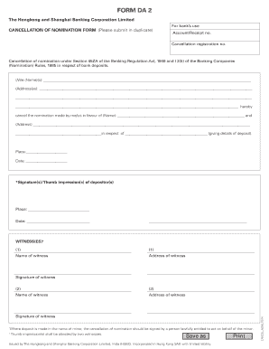 Cancellation of Nomination Form