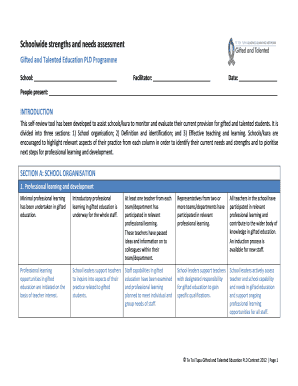 Gifted and Talented Education Self-Review Tool