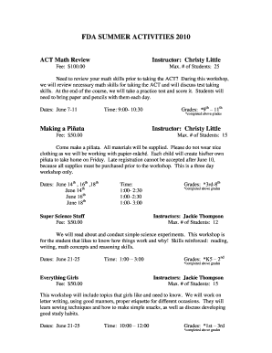 FDA SUMMER ACTIVITIES 2000 - fortdalecom