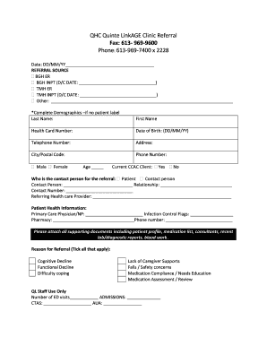 Quinte LinkAGE Clinic Referral Form