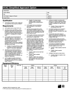 HVAC Simplified Approach Option Part I Form