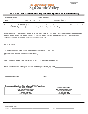 Cost of Attendance Adjustment Request