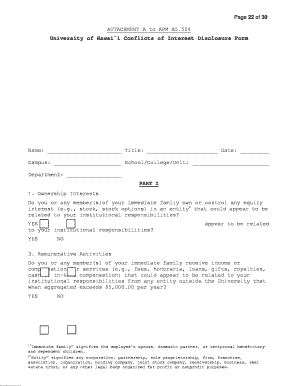 University of Hawai`i Conflicts of Interest Disclosure Form