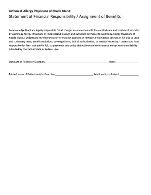 Asthma & Allergy Physicians Financial Responsibility Form