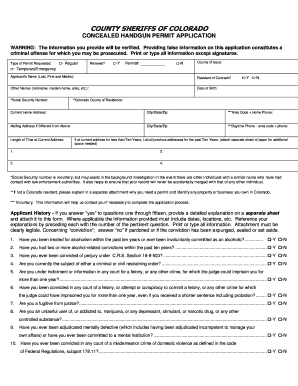 Colorado Concealed Handgun Permit Application
