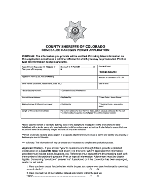 Colorado Concealed Handgun Permit Application
