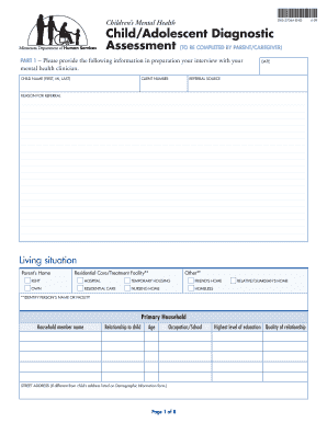 Child Adolescent Diagnostic Assessment Form