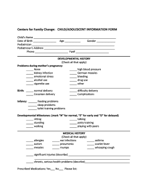 Child Adolescent Information Form