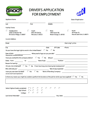 Driver's Employment Application