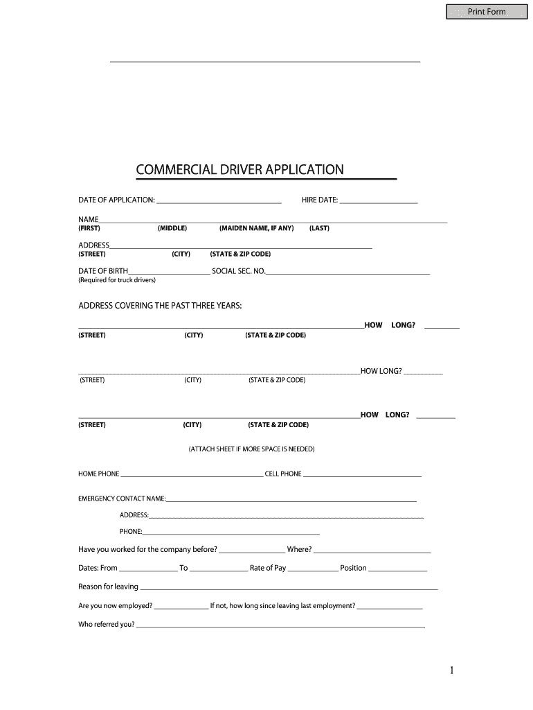 Commercial truck driver application forms Fill out & sign online DocHub