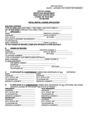 Initial Rental License Application