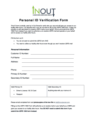 Personal ID Verification Form