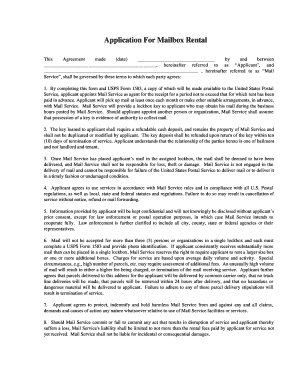 Mailbox Rental Application Agreement