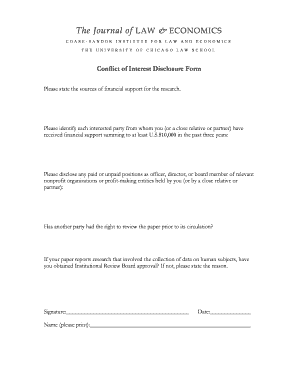 Conflict of Interest Disclosure Form