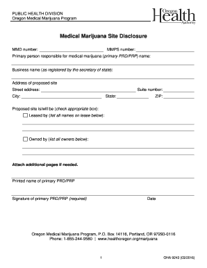 Oregon Medical Marijuana Site Disclosure Form