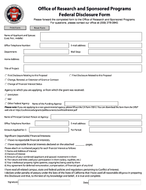 Federal Disclosure Form