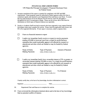 Principal Investigator Financial Disclosure Form